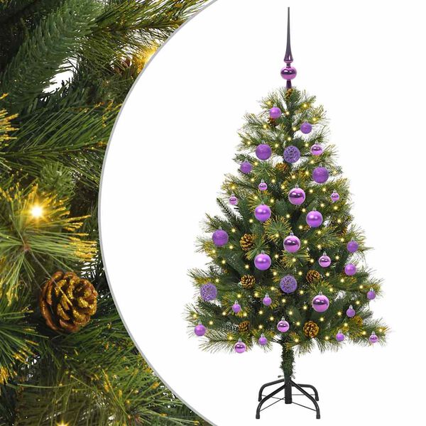 vidaXL K&uuml;nstlicher klappbarer Weihnachtsbaum mit Tannenzapfen 120 cm