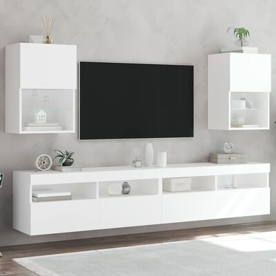 vidaXL TV-Schränke mit LED-Leuchten 2 Stk. Weiß 40,5x30x60 cm