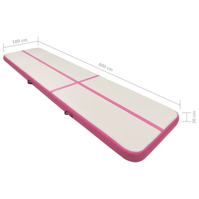 vidaXL Aufblasbare Gymnastikmatte mit Pumpe 600x100x20 cm PVC Rosa