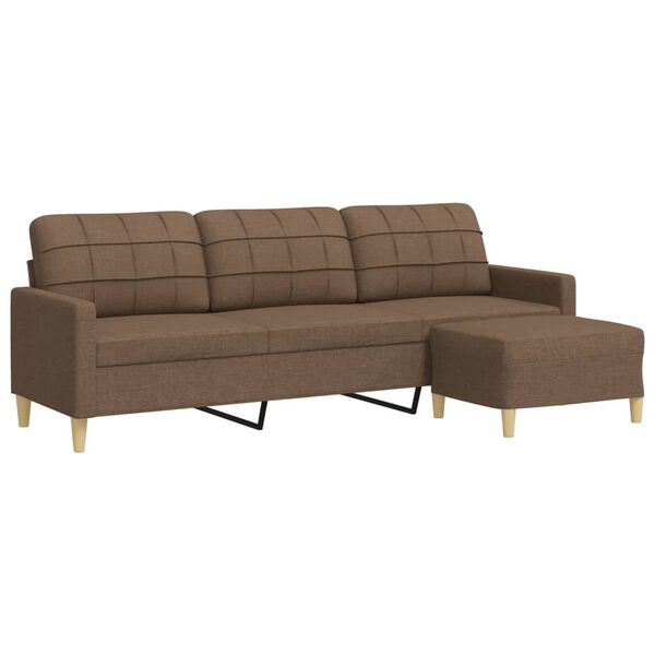 vidaXL 3-Sitzer-Sofa mit Hocker Braun 210 cm Stoff