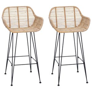 vidaXL Barstuhl 2 pcs Natur 55 x 52 x 92 cm Rattan und Eisen