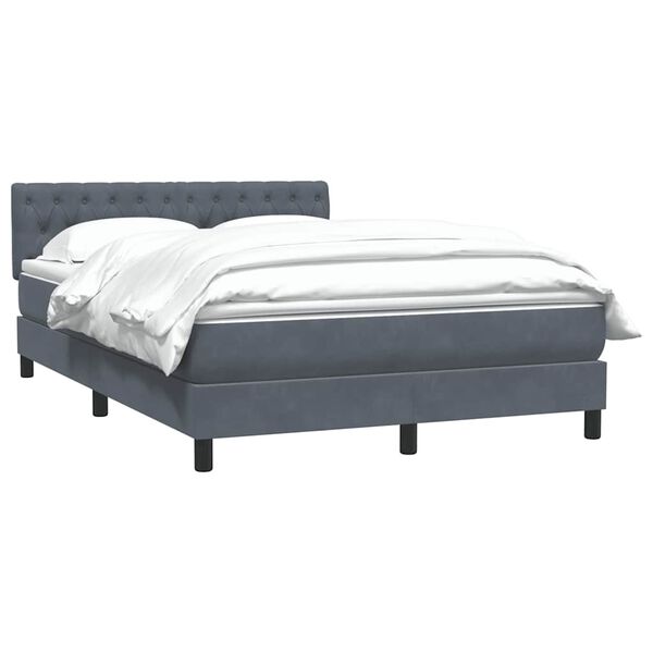 vidaXL Boxspringbett mit Matratze Dunkelgrau 140x220 cm Samt
