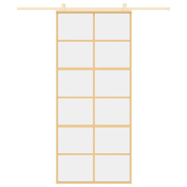 vidaXL Schiebetür Golden 90x205 cm ESG-Klarglas und Aluminium