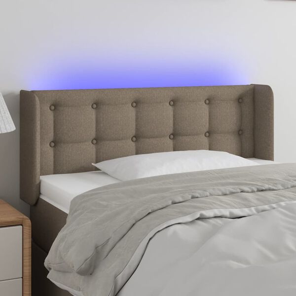vidaXL LED Kopfteil Taupe 103x16x78/88 cm Stoff