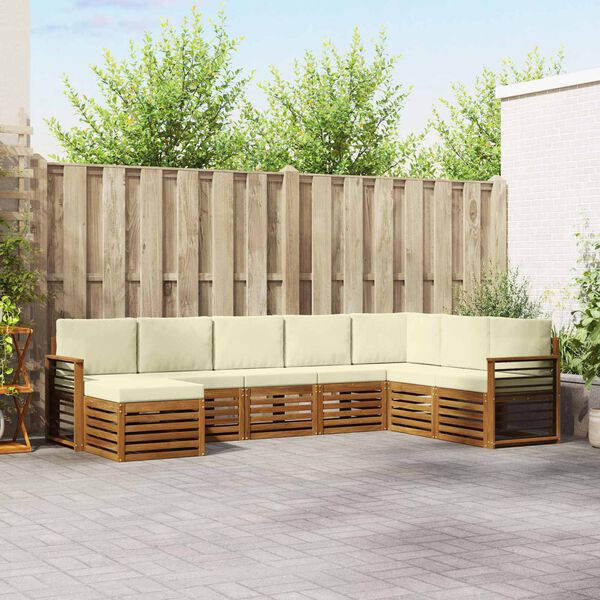 vidaXL Sofagarnituren 8 pcs Natur und Creme Massivholz Akazie