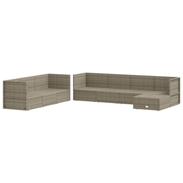 vidaXL 8-tlg. Garten-Lounge-Set mit Kissen Grau Poly Rattan