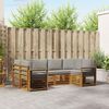 vidaXL Ecksofa Set 6 pcs Nat&uuml;rlich und Hellgrau Massivholz Akazie