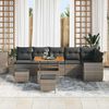 vidaXL Gartensofa-set mit Kissen mit Speicher 9 pcs Grau Poly Rattan