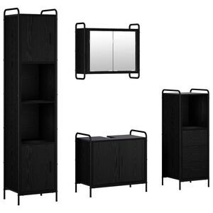 vidaXL Badezimmerschrank-Set 4 stk. Schwarz Eichen-Optik