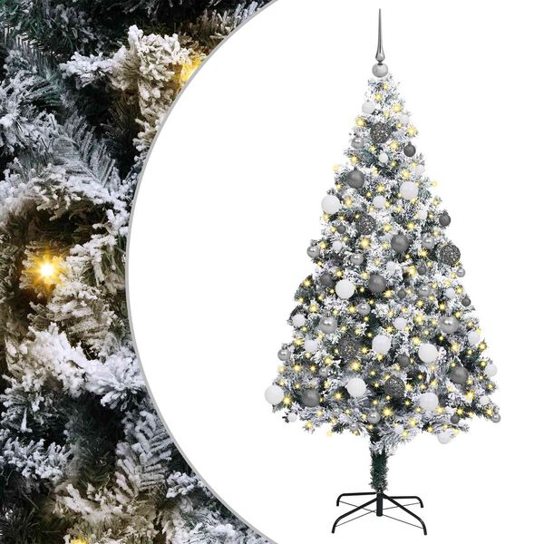 vidaXL K&uuml;nstlicher Weihnachtsbaum mit 300 LEDs mit St&auml;nder Wei&szlig; 180 cm
