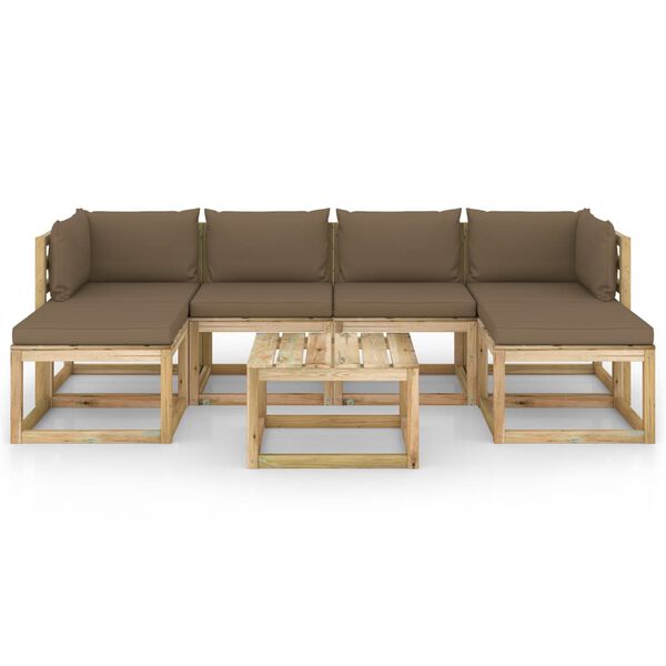 vidaXL 7-tlg. Garten-Lounge-Set mit Kissen Impr&auml;gniertes Kiefernholz