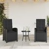vidaXL 3-tlg. Bistro-Set mit Kissen Schwarz Poly Rattan