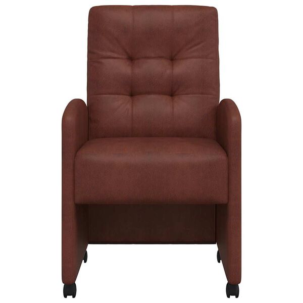 vidaXL Esszimmerst&uuml;hle mit Rollen 2 pcs Gl&auml;nzendes Braun Kunstleder