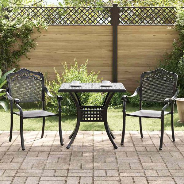 vidaXL Gartentisch Set 3 pcs Schwarz Gussaluminium
