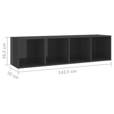 vidaXL TV-Schränke 2 Stk. Hochglanz-Grau 142,5x35x36,5cm Spanplatte