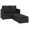 vidaXL 2-tlg. Garten-Lounge-Set mit Auflagen Poly Rattan Schwarz