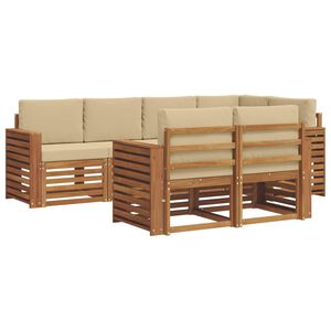 vidaXL Ecksofa Set mit Kissen 7 pcs Natur und Beige Massivholz Akazie
