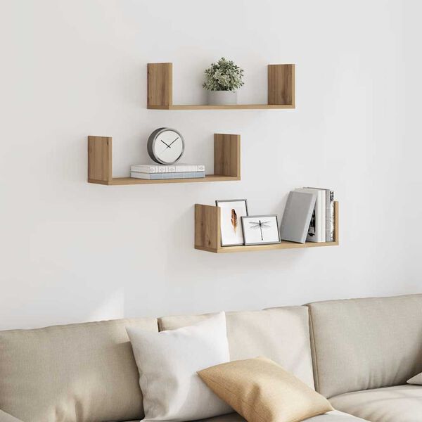 vidaXL Wandregale 3 Stk. Artisan-Eiche 58x18x18 cm Holzwerkstoff