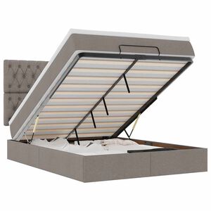vidaXL Ottoman-Bett mit Matratze & LEDs Taupe 140x200 cm Stoff