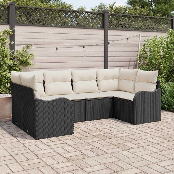 vidaXL Gartensofa-set Schwarz Poly-Rattan