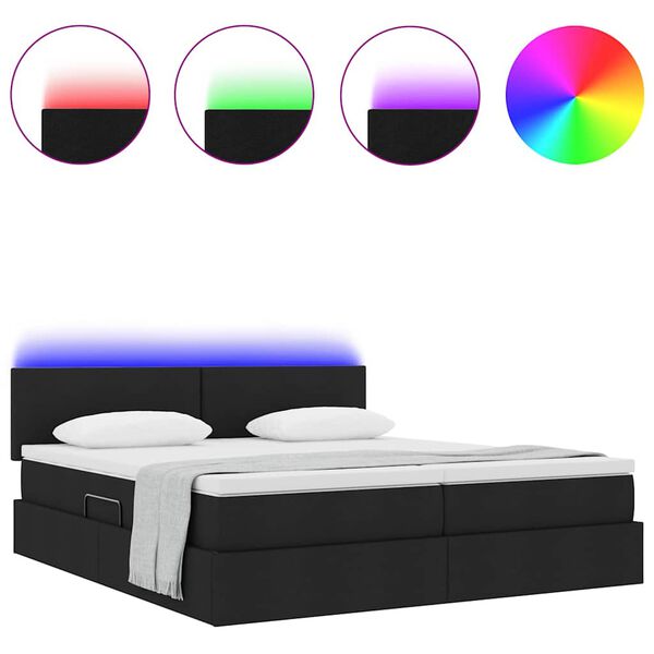 vidaXL Bett mit LED-Lichtleisten Schwarz 180 x 200 cm Stoff