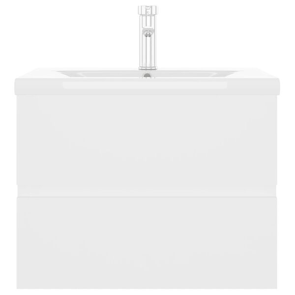 vidaXL Waschbeckenunterschrank mit Einbaubecken Wei&szlig; Holzwerkstoff