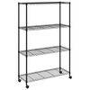 vidaXL Lagerregal mit 4 B&ouml;den und Rollen 90x35x142 cm Schwarz 200 kg