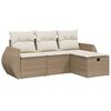 vidaXL 4-tlg. Garten-Sofagarnitur mit Kissen Beige Poly Rattan