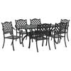 vidaXL Garten Essgruppe 7 pcs Schwarz Aluminium