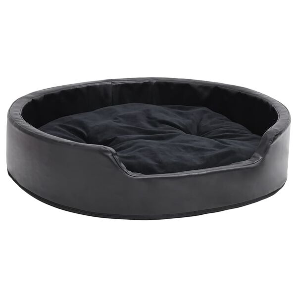vidaXL Hundebett Schwarz 79x70x19 cm Plüsch und Kunstleder