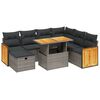 vidaXL 8-tlg. Garten-Sofagarnitur mit Kissen Grau Poly Rattan