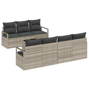 vidaXL Sofa Set mit Kissen 8 pcs Hellgrau Poly Rattan