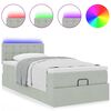 vidaXL Ottoman-Bett mit Matratze & LEDs Hellgrau 80x200 cm Samt