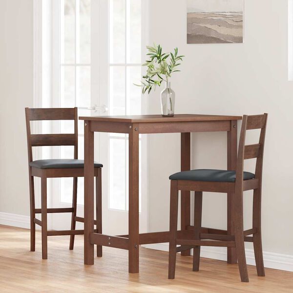 vidaXL Barhocker mit Kissen 2 Stk. Braun Massivholz Gummibaum