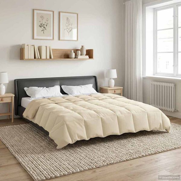 vidaXL Winterbettdecke Gepolstert Creme 220 x 260 cm Mikrofaser