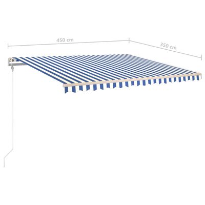vidaXL Markise Manuell Einziehbar mit Pfosten 4,5x3,5 m Blau & Weiß