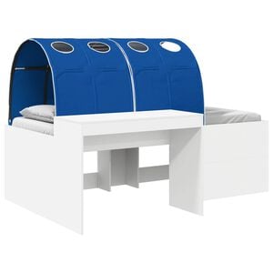 vidaXL Hochbett mit Schreibtisch f&uuml;r Kinder 3 Stk. Wei&szlig; und Blau