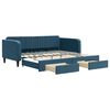 vidaXL Tagesbett Ausziehbar mit Schubladen Blau 100x200 cm Samt