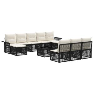 vidaXL Gartensofa-set 11 stk. Schwarz Poly-Rattan