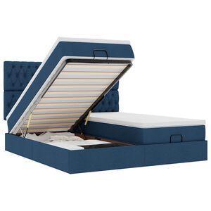vidaXL Ottoman-Bett mit Matratzen Blau 160x200 cm Stoff