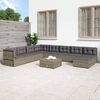 vidaXL 9-tlg. Garten-Lounge-Set mit Kissen Grau Poly Rattan
