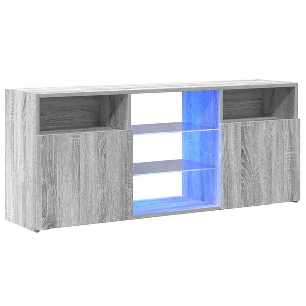 vidaXL TV-Schrank mit LED-Leuchten Grau Sonoma 120x30x50 cm