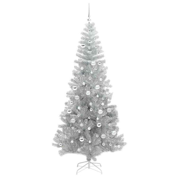 vidaXL Weihnachtsbaum mit 300 LEDs mit St&auml;nder Silber 210 cm PET