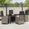 vidaXL Garten Essgruppe mit Kissen 5 pcs Grau Poly-Rattan