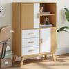 vidaXL Highboard OLDEN Wei&szlig; und Braun 85x43x125 cm Massivholz Kiefer