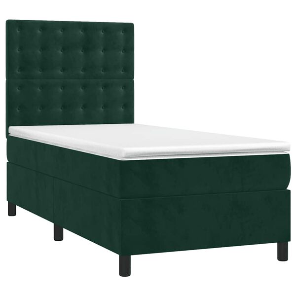 vidaXL Boxspringbett mit Matratze Dunkelgr&uuml;n 100x200 cm Samt