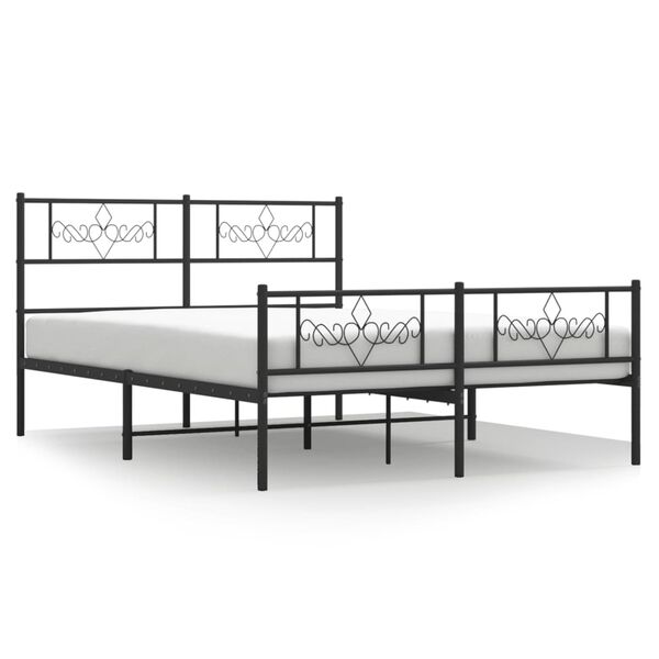 vidaXL Metallbett ohne Matratze mit Fu&szlig;teil Schwarz 160x200 cm