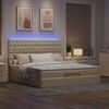 vidaXL Ottoman-Bett mit Matratze & LEDs Creme 160x200 cm Stoff