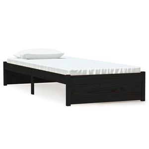 vidaXL Massivholzbett ohne Matratze Schwarz 75x190 cm