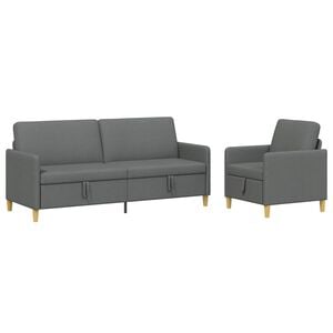 vidaXL Sofa Set mit Stauraum 2 stk. Dunkelgrau Polyester
